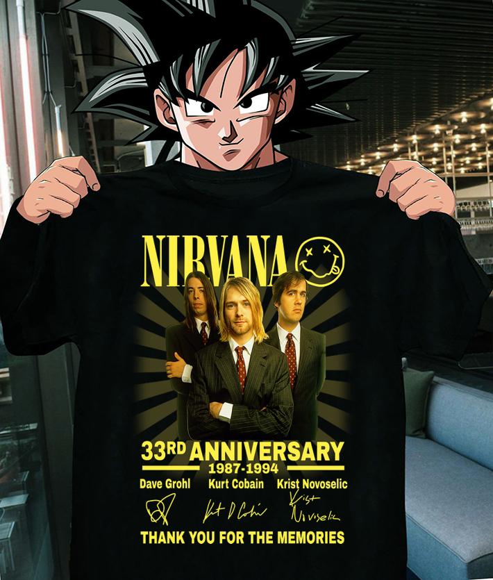 Nirvana 33rd Anniversary 1987 2020 Thank You For The Memories Signatures t-shirt shirt