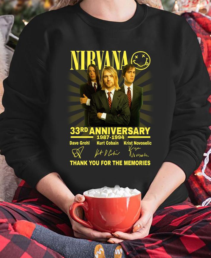 Nirvana 33rd Anniversary 1987 2020 Thank You For The Memories Signatures t-shirt sweatshirt