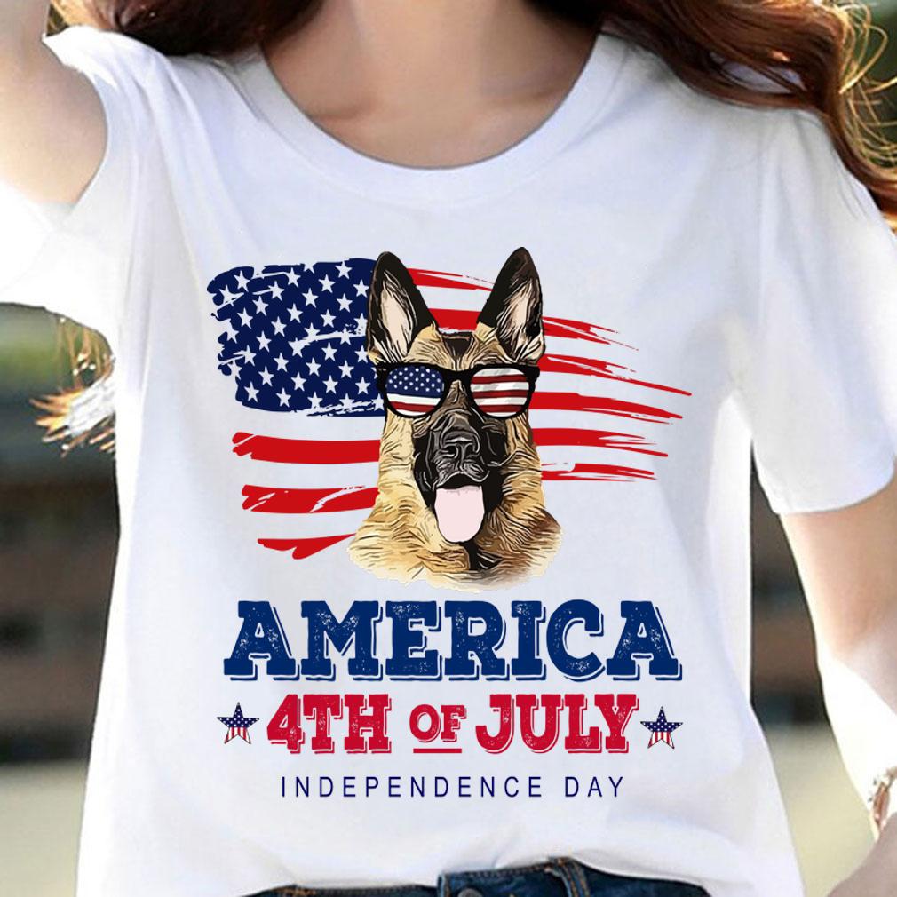 German Shepherd America 4th of july independence day t-shirt woman shirt