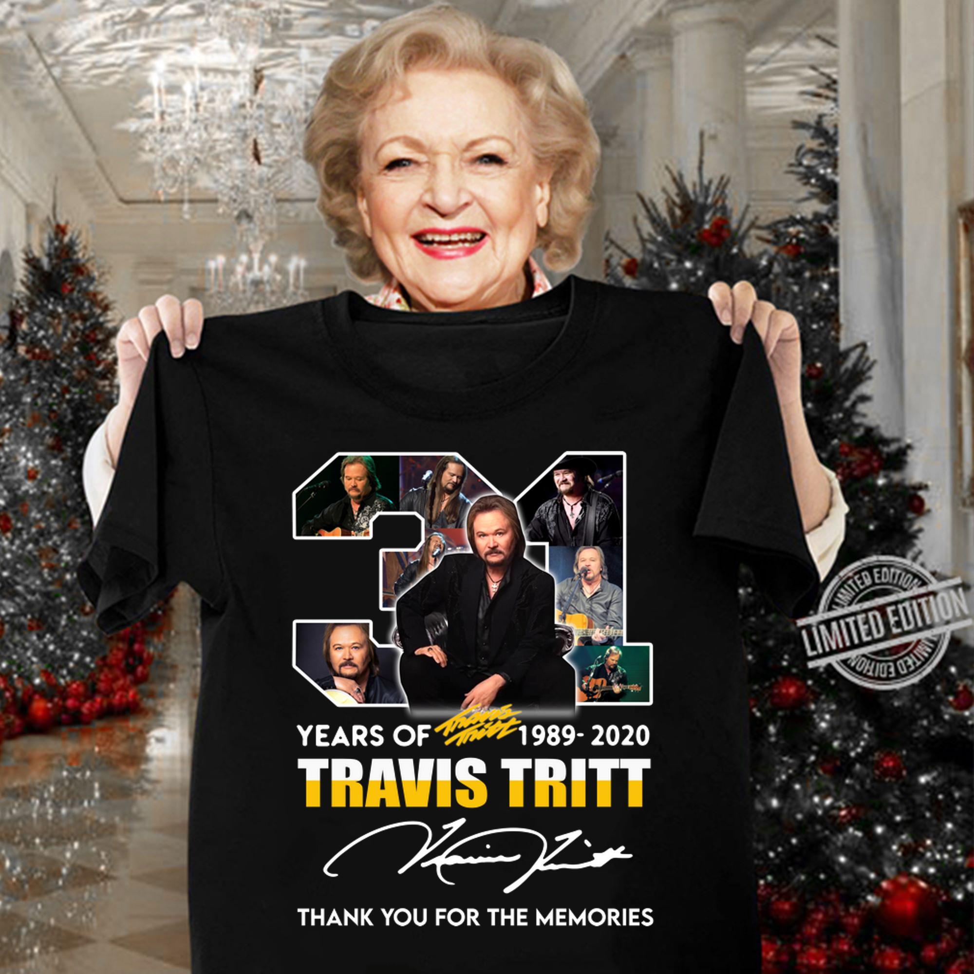 Awesome 31 years of Travis Tritt 1989-2020 signed thank you for the memories t-shirt woman shirt