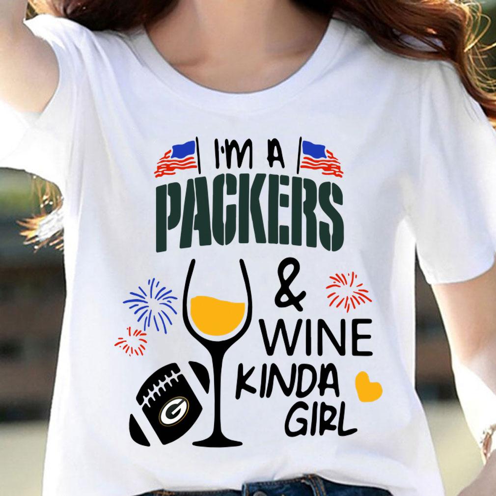I’m A Packers And Wine Kinda Girl American Flag t-shirt woman shirt