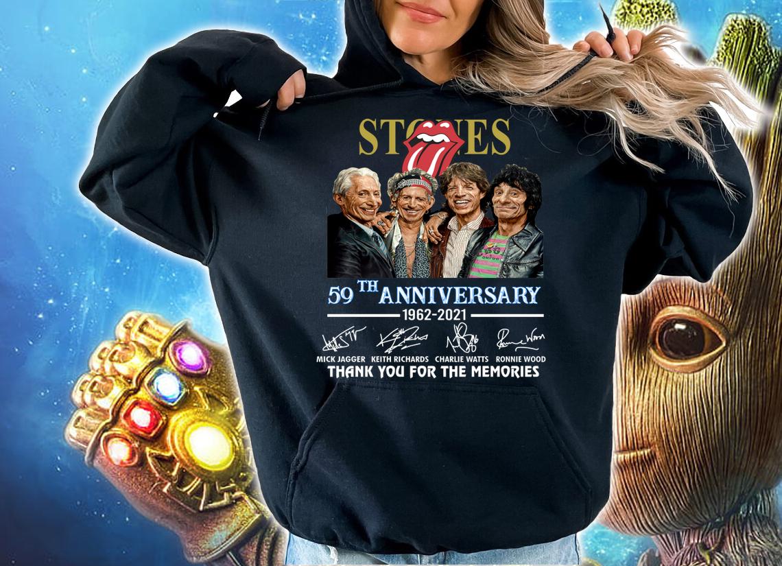 The Rolling Stones Band 59th Anniversary 1962-2021 Charlie Watts Signatures t-shirt hoodie