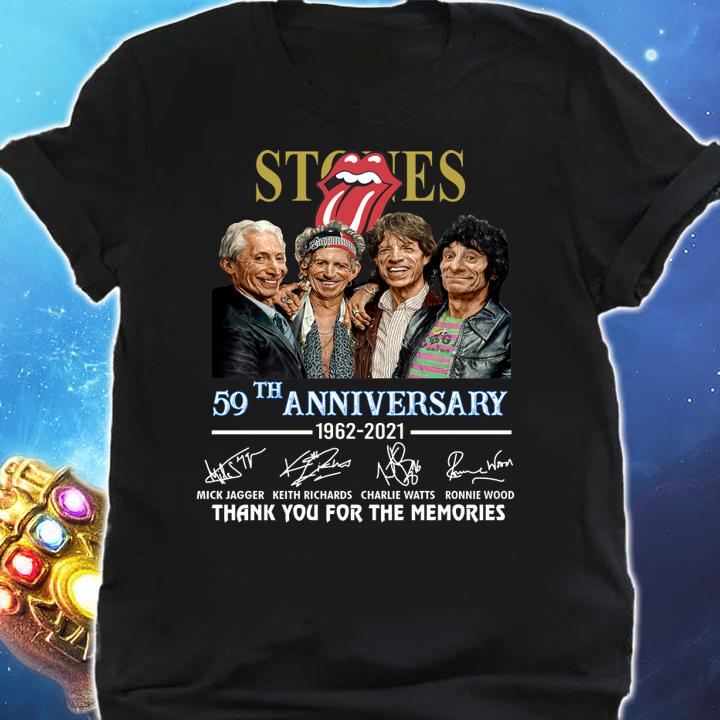 The Rolling Stones Band 59th Anniversary 1962-2021 Charlie Watts Signatures t-shirt shirt