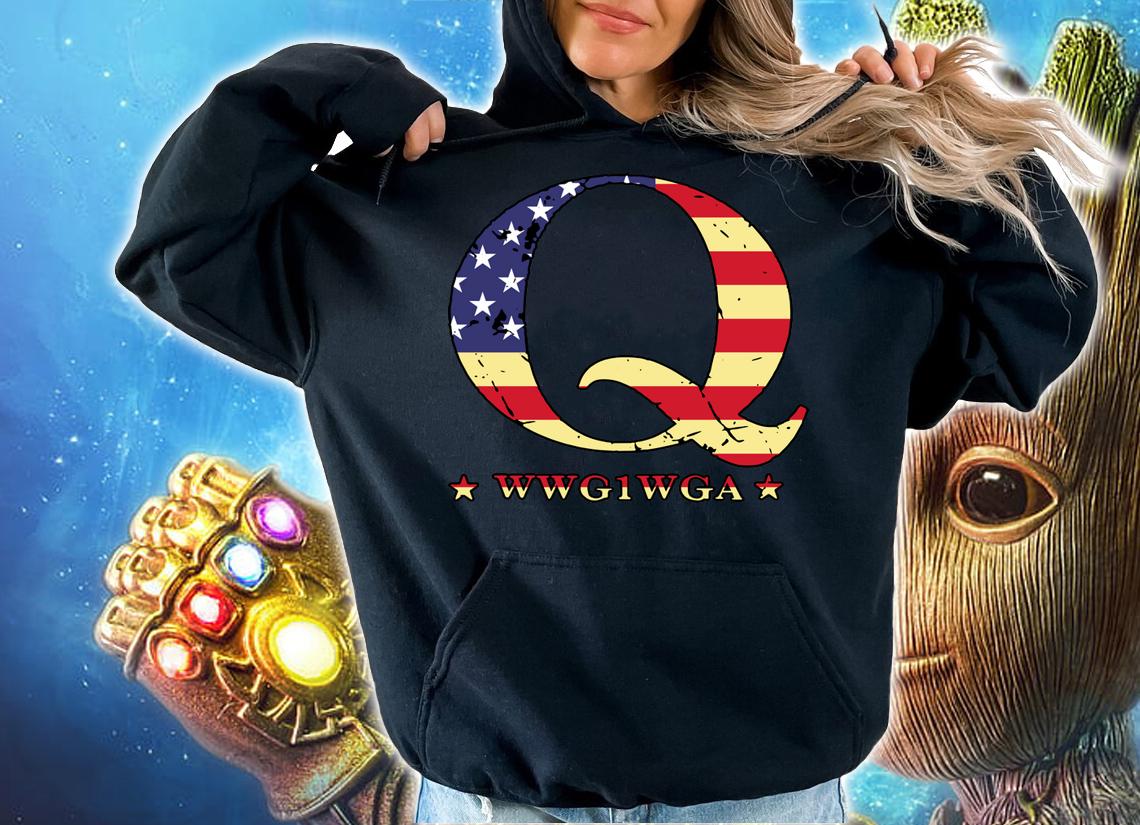Q WWG1WGA QAnon American Flag t-shirt hoodie