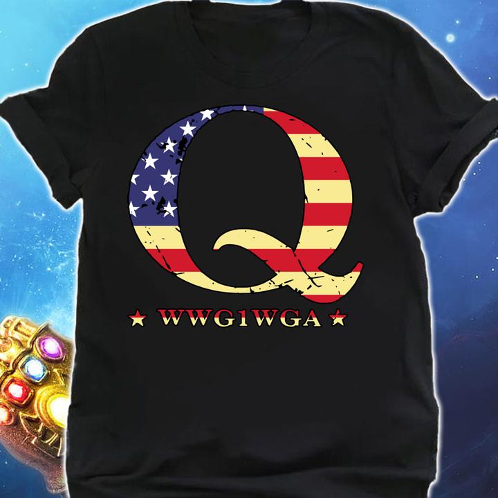 Q WWG1WGA QAnon American Flag t-shirt shirt