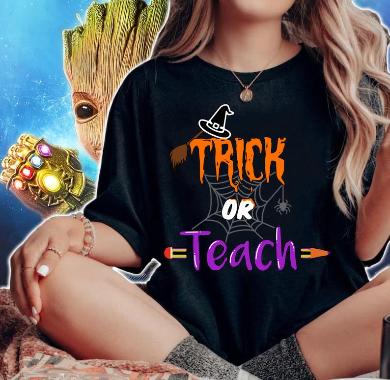 Witch Trick Or Teach Halloween Teacher t-shirt woman shirt