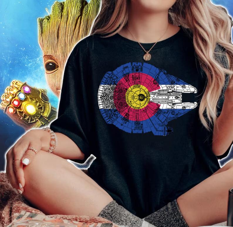 Colorado Flag and The Millennium Falcon t-shirt woman shirt