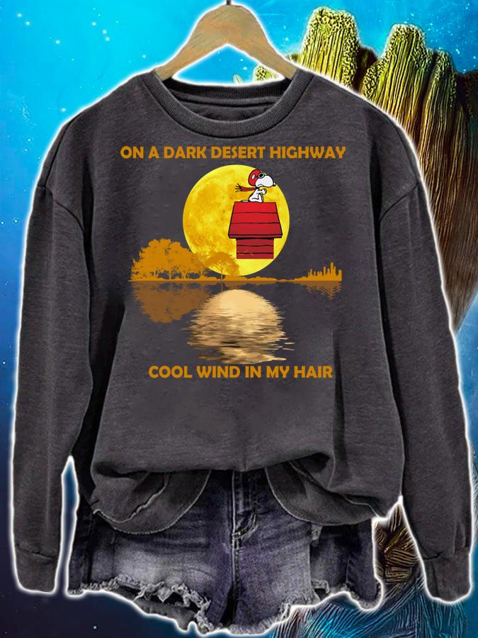 Guitar Lake The Peanuts Snoopy On A Dark Desert Highway Cool Wind In My Hair t-shirt sweatshirt