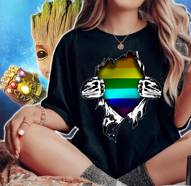 Superhero Ripped LGBT Gay Pride t-shirt woman shirt