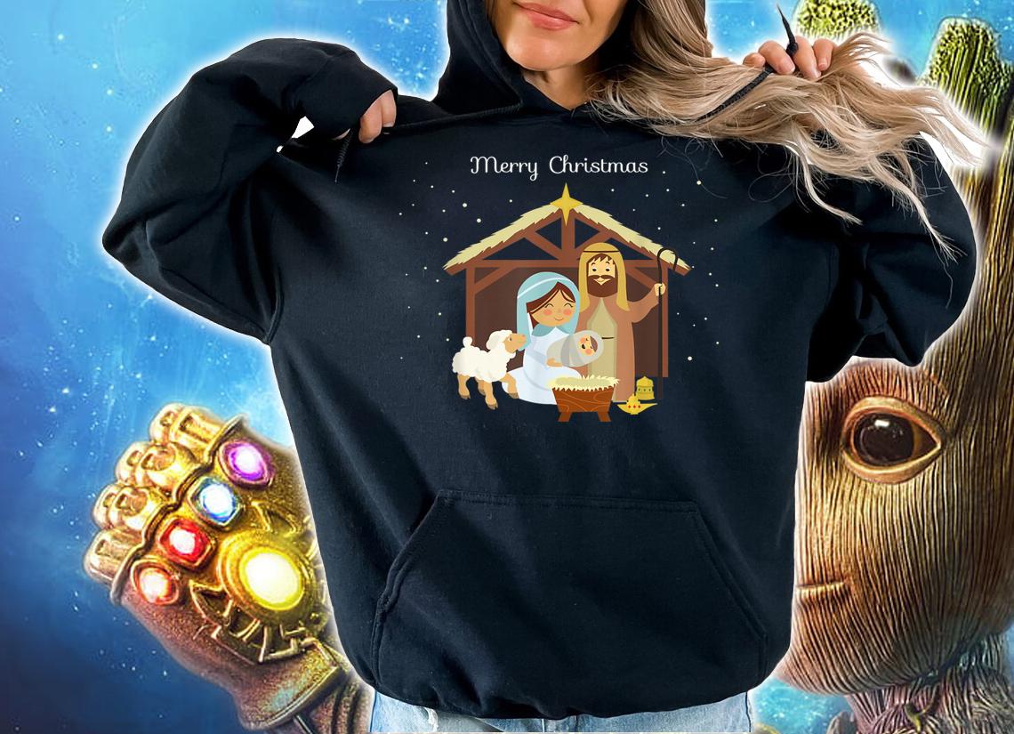 Merry Christmas & Nativity Scene Christian Faith Holiday sweater t-shirt hoodie