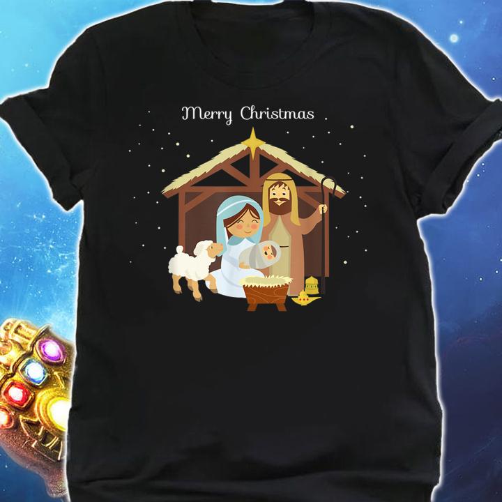 Merry Christmas & Nativity Scene Christian Faith Holiday sweater t-shirt shirt
