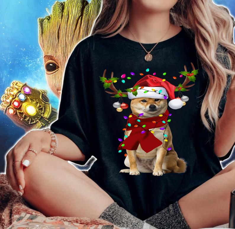 Shiba Inu Reindeer Christmas t-shirt woman shirt
