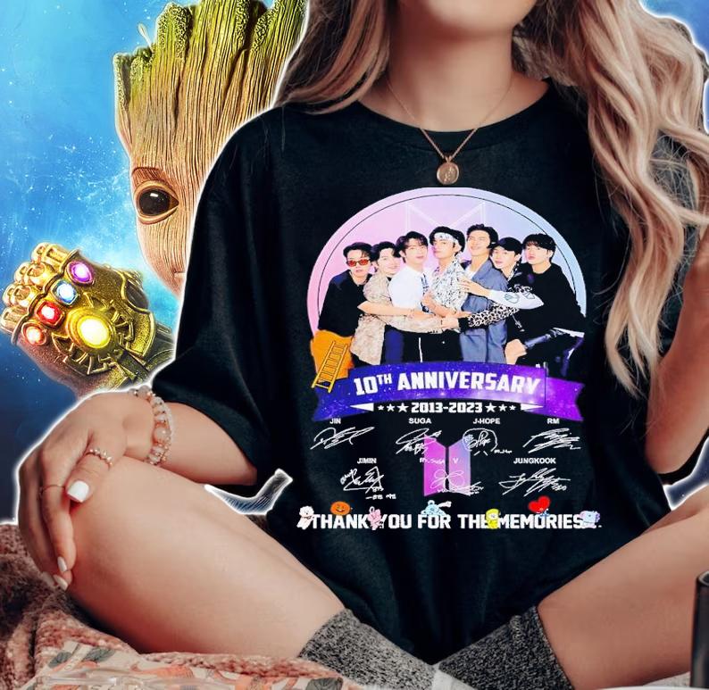 10th anniversary 2013 2023 BTS thank you for the memories shirt t-shirt woman shirt