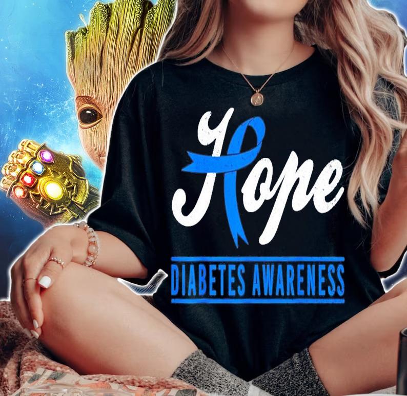Hope Diabetes Awareness Ribbon Diabetic Type 1 T1 T-Shirt t-shirt woman shirt