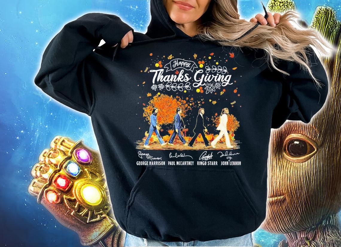 Happy Thanksgiving Abbey Road signatures shirt t-shirt hoodie