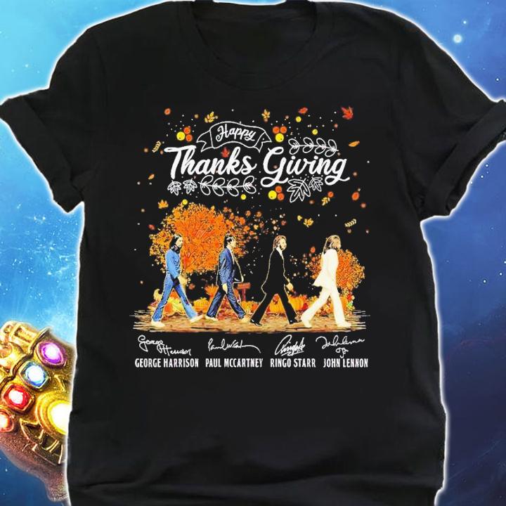 Happy Thanksgiving Abbey Road signatures shirt t-shirt shirt
