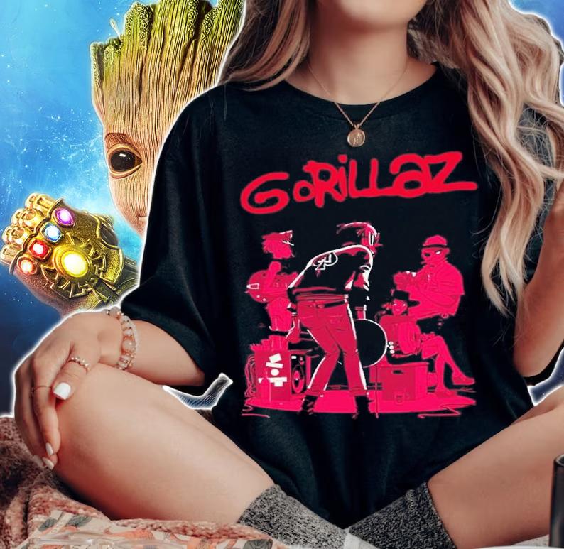 Pink Art Gorillaz Are An English Virtual Band Shirt t-shirt woman shirt