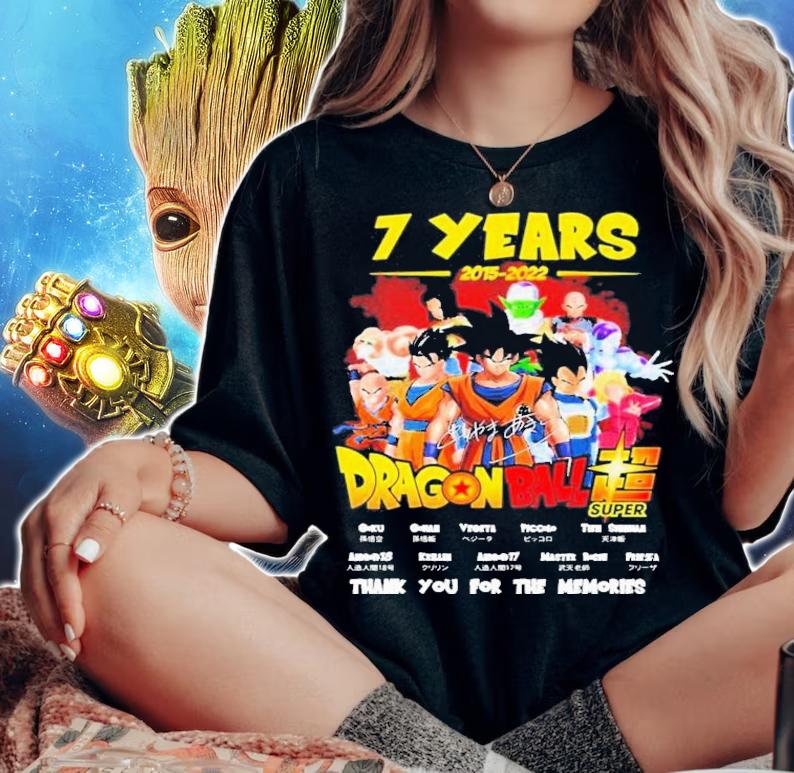 7 Years 2015-2022 Dragon Ball Signatures Thank You For The Memories t-shirt woman shirt