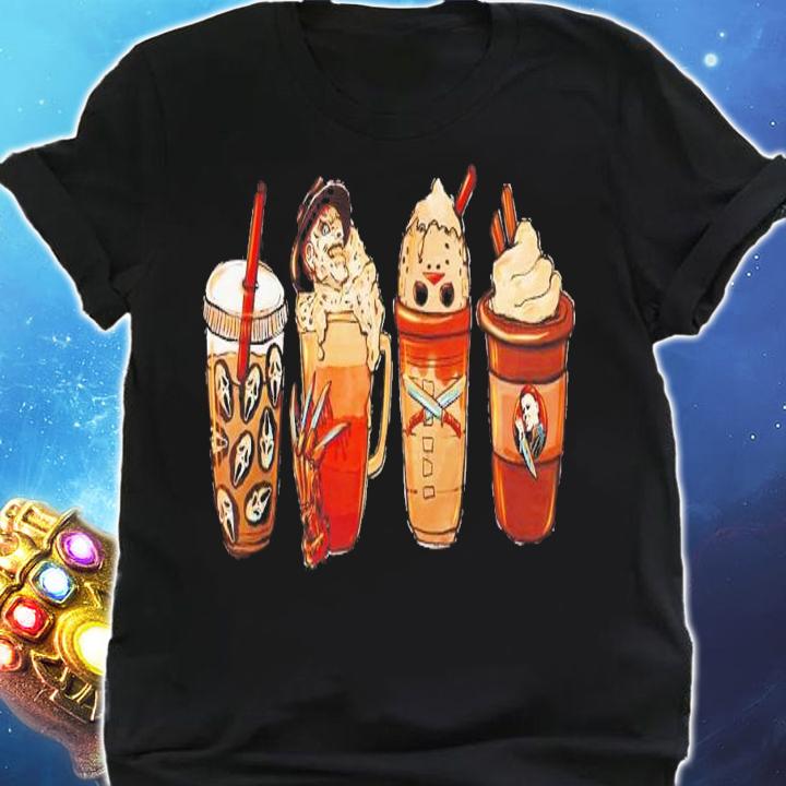 Autumn Fall Coffee Latte Cups Horrors And Ghost Halloween Days T-Shirt t-shirt shirt
