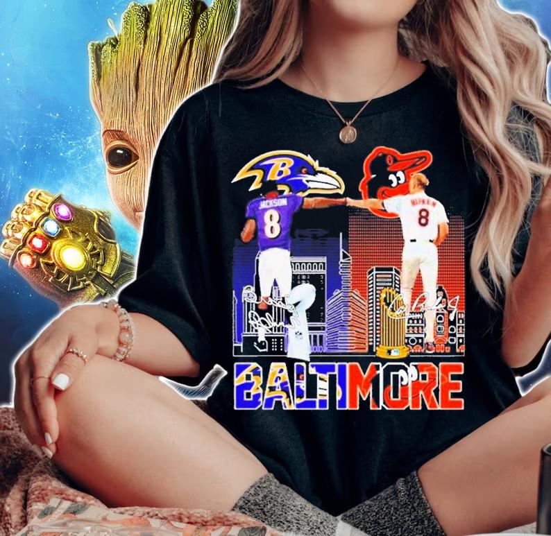 Baltimore Sports Lamar Jackson And Cal Ripken Jr Signatures Shirt t-shirt woman shirt