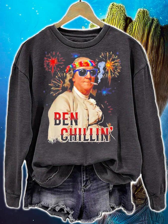 Ben Chillin' Stoner Ben Franklin 4th Of July Fireworks Shirt t-shirt sweatshirt