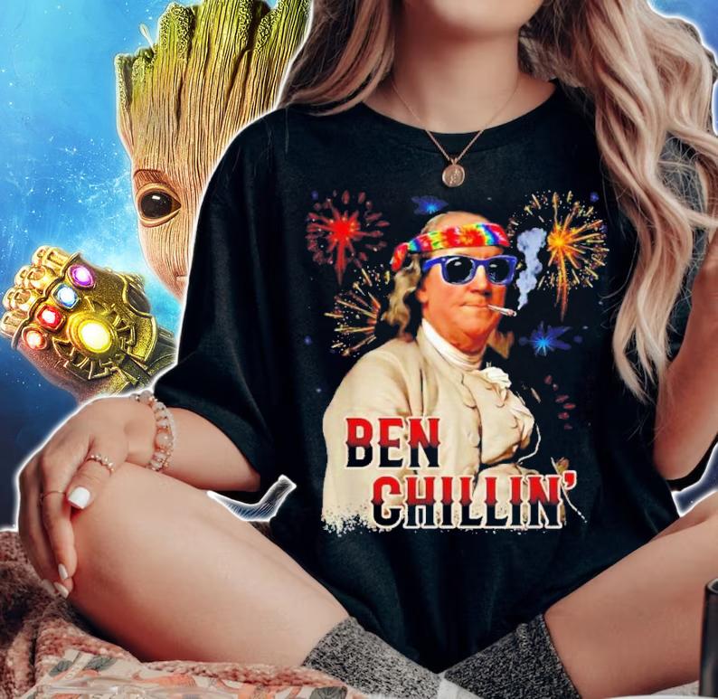 Ben Chillin' Stoner Ben Franklin 4th Of July Fireworks Shirt t-shirt woman shirt