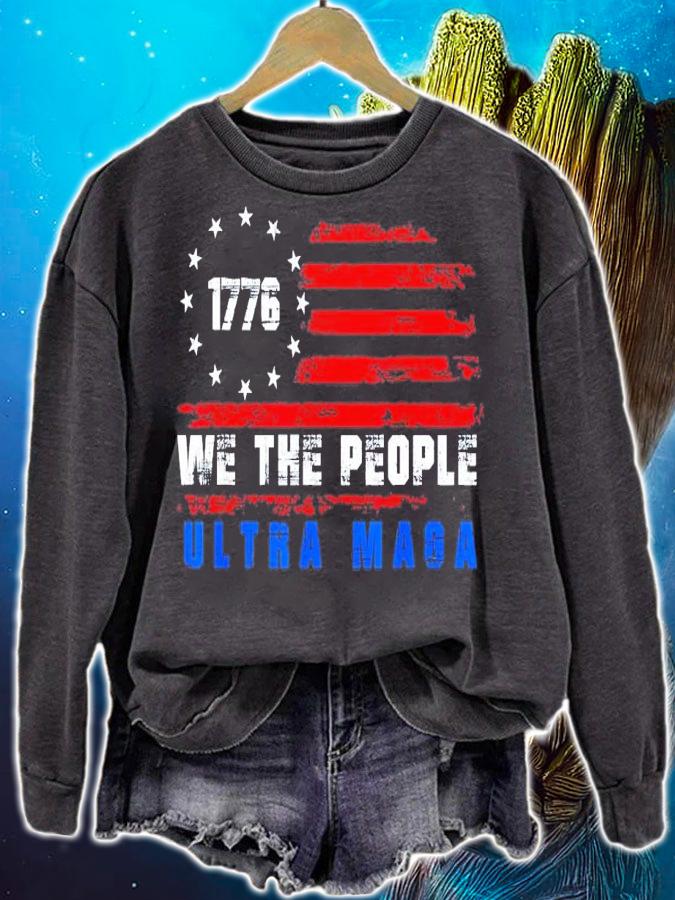 Ultra MAGA We The People Anti Biden US Flag Pro Trump T-Shirt t-shirt sweatshirt