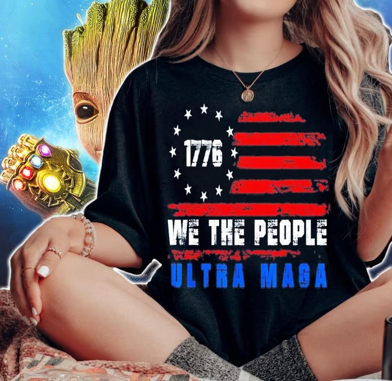 Ultra MAGA We The People Anti Biden US Flag Pro Trump T-Shirt t-shirt woman shirt