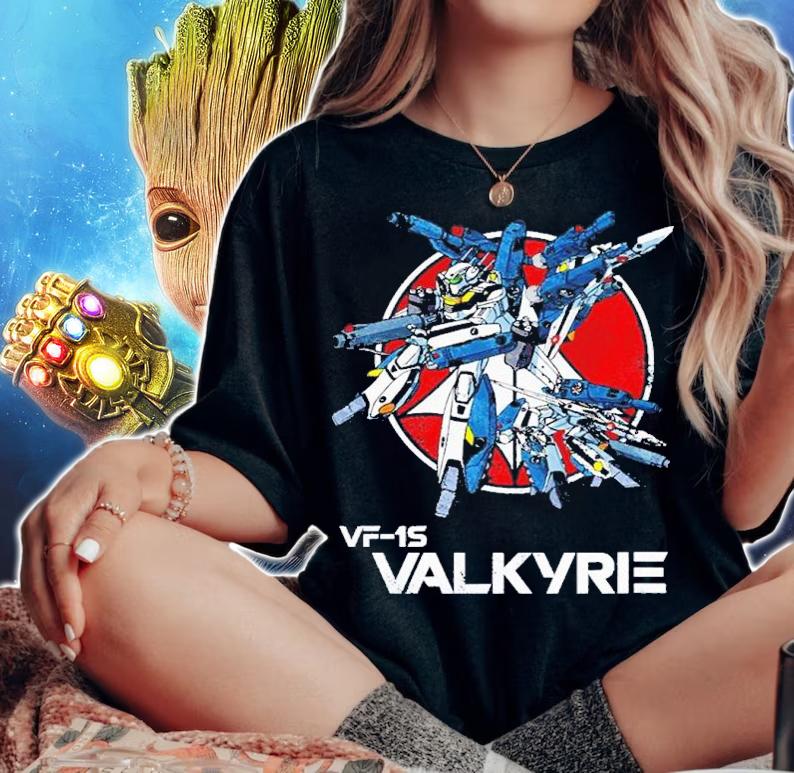 VF-1S Valkyrie Vintage Skull Squadron Macross Shirt t-shirt woman shirt