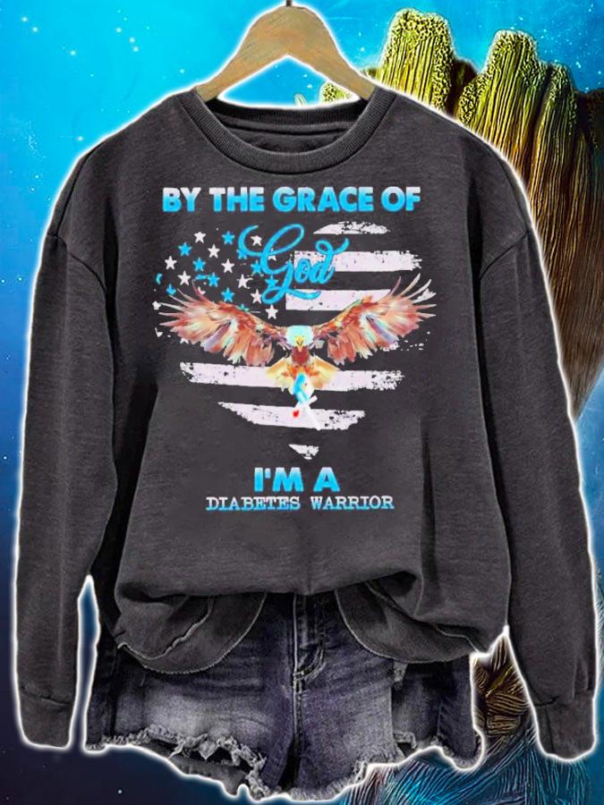Eagle By The Grace Of God I'm A Heart Diabetes Awareness 2022 American Flag Shirt t-shirt sweatshirt