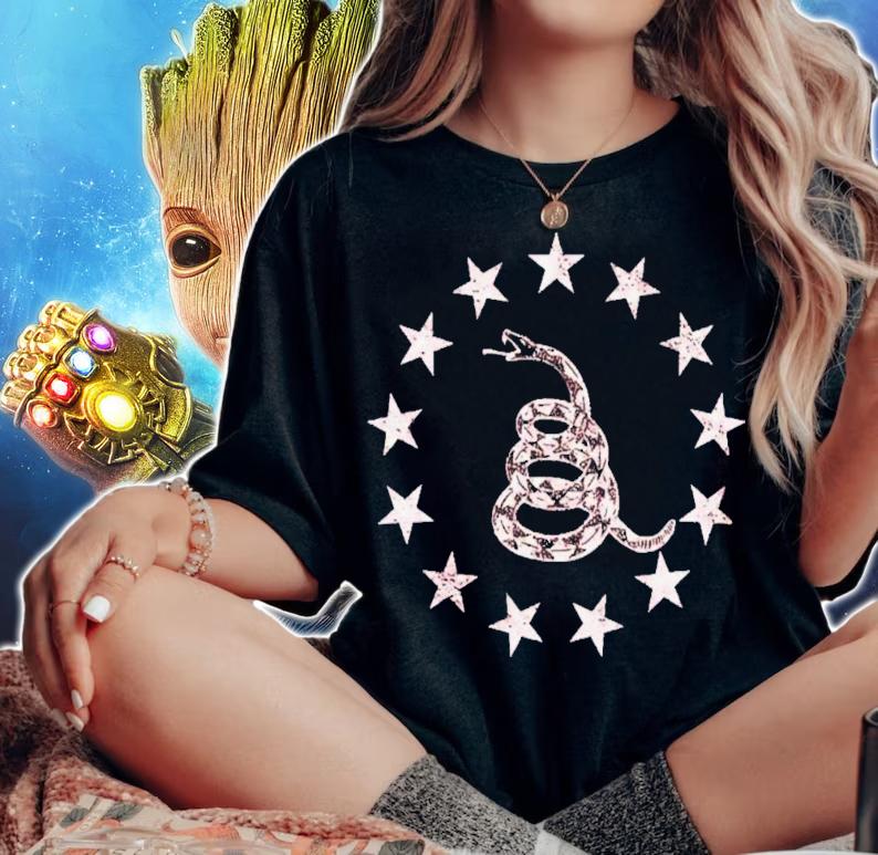 Gadsden Rattlesnake Betsy Ross Flag Ring Of Stars T-Shirt t-shirt woman shirt