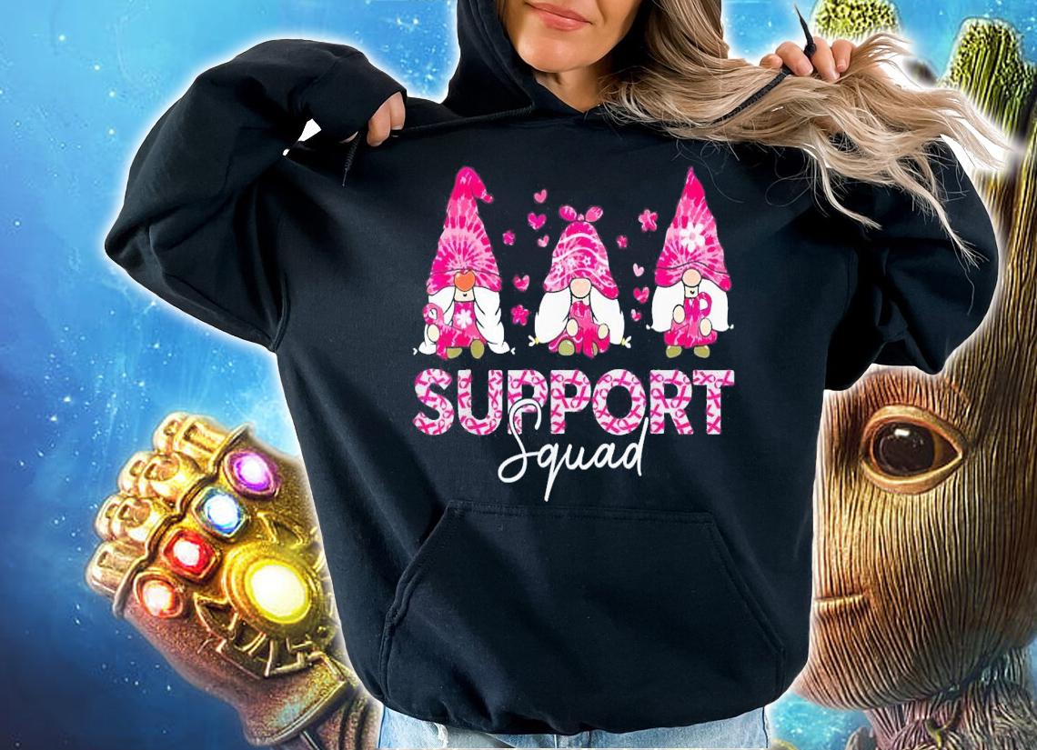 Gnome Support Squad Breast Cancer Awareness Pink Tie Dye T-Shirt t-shirt hoodie