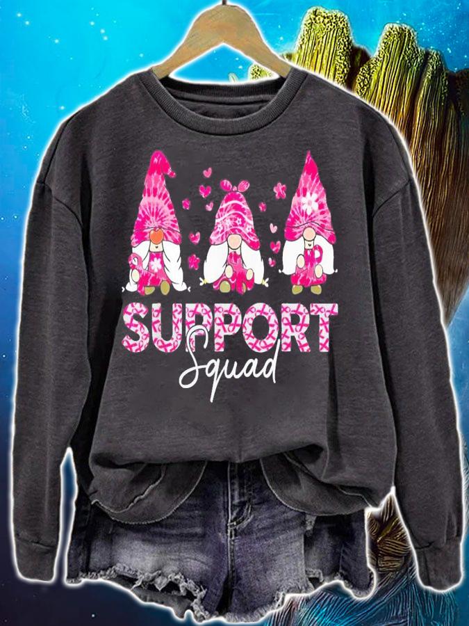 Gnome Support Squad Breast Cancer Awareness Pink Tie Dye T-Shirt t-shirt sweatshirt