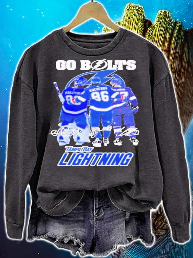Go Bolts Andrei Vasilevskiy Nikita Kucherov And Victor Hedman Tampa Bay Lightning Signautres Shirt t-shirt sweatshirt