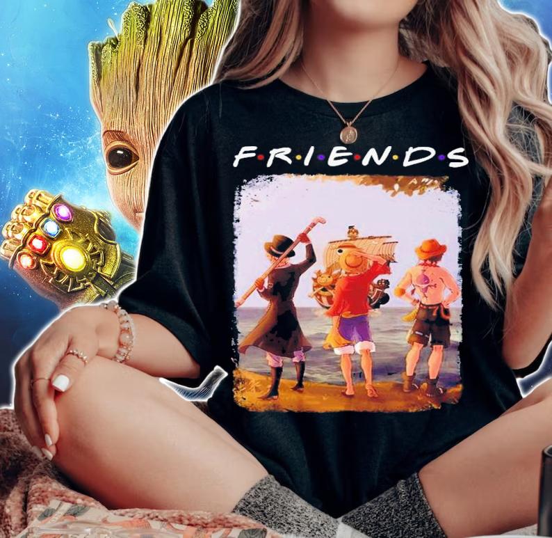 One Piece Friends Monkey D. Luffy Portgas D. Ace Sapo Shirt t-shirt woman shirt