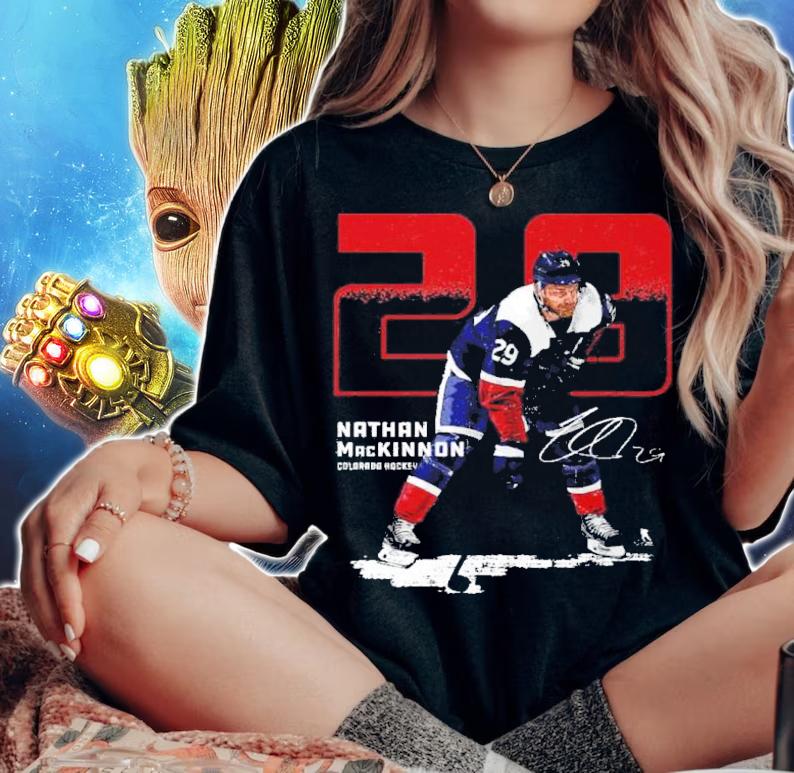 Nathan MacKinnon Colorado Outline Hockey Signatures Shirt t-shirt woman shirt