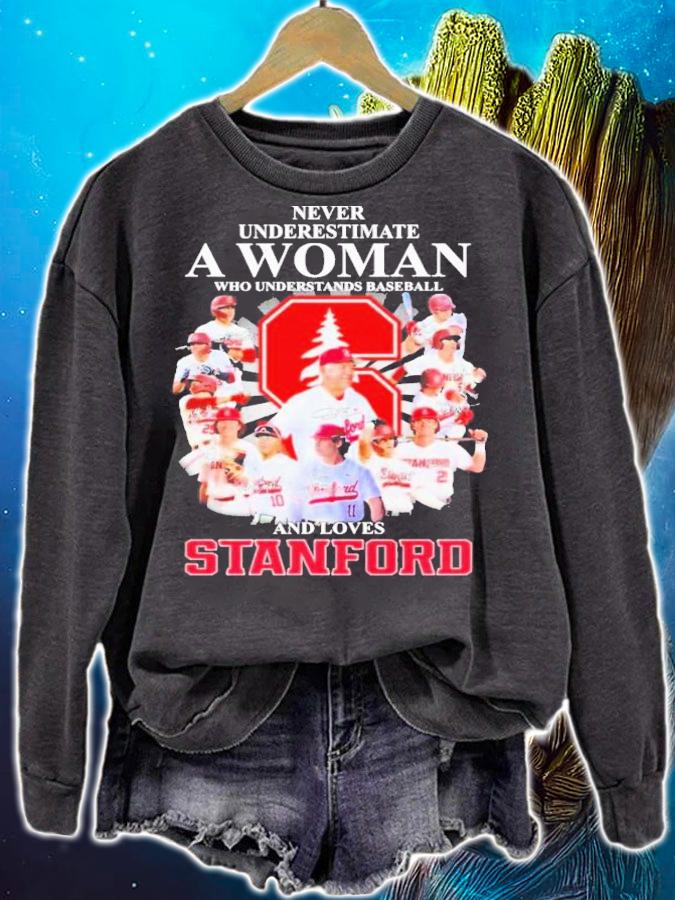 Never Underestimate A Woman Who Understands Baseball And Loves Stanford Cardinals Signatures t-shirt sweatshirt