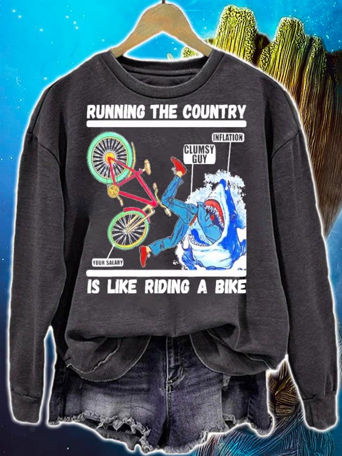Running The Country Is Like Riding Joe Biden Falling T-Shirt t-shirt sweatshirt