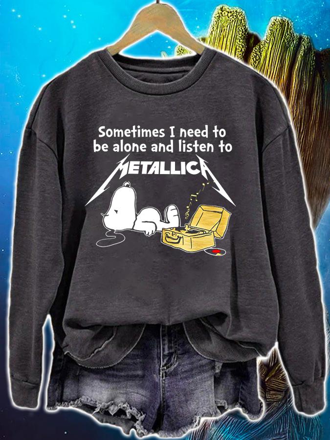 Snoopy Sometimes I Need To Be Alone And Listen Metallica t-shirt sweatshirt