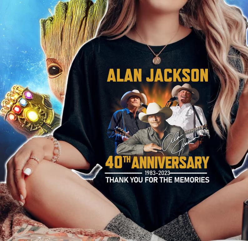40th Anniversary Alan Jackson 1983-2023 Signature t-shirt woman shirt