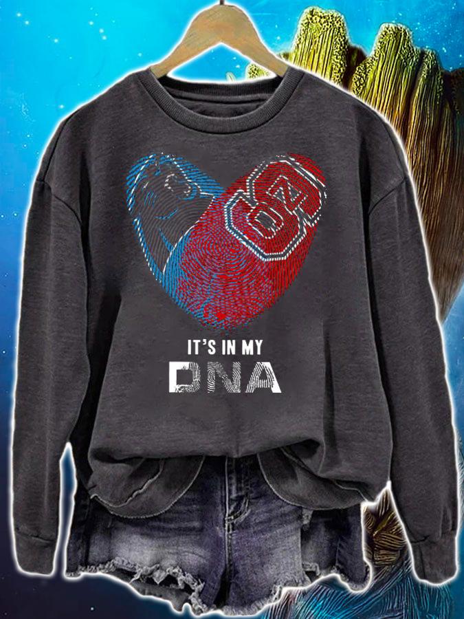 Its In My DNA Heart Carolina Panthers And Nc State Wolfpack Football Lover t-shirt sweatshirt