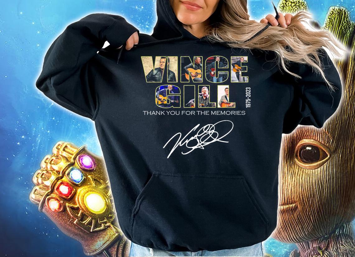 Vince Gill 1975-2023 thank you for the memories signature t-shirt hoodie