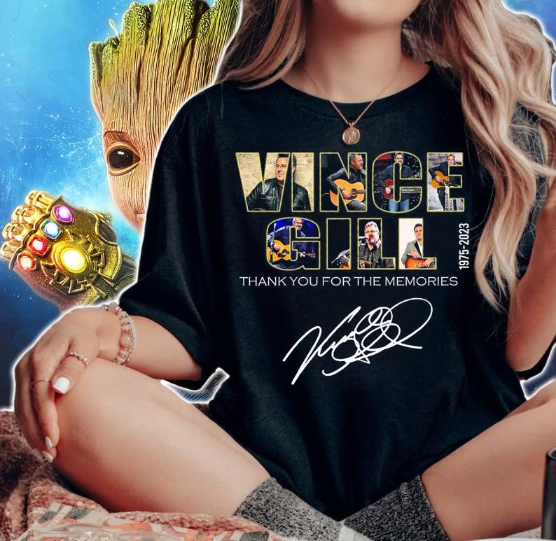 Vince Gill 1975-2023 thank you for the memories signature t-shirt woman shirt