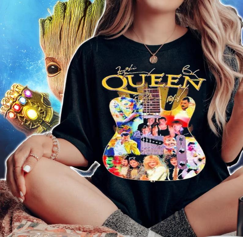The Queen Band Members Guitar Signatures Shirt t-shirt woman shirt