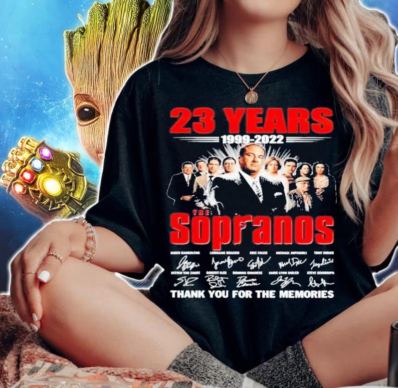 The Sopranos 23 Years 1999-2022 Signatures Thank You For The Memories Shirt t-shirt woman shirt