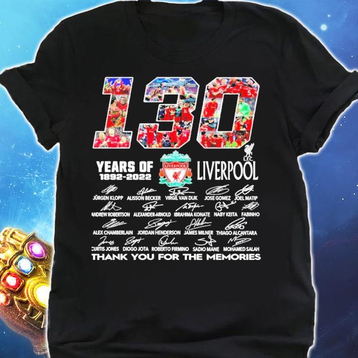 130 Years Of 1892-2022 Liverpool Signatures Thank You For The Memories Shirt t-shirt shirt
