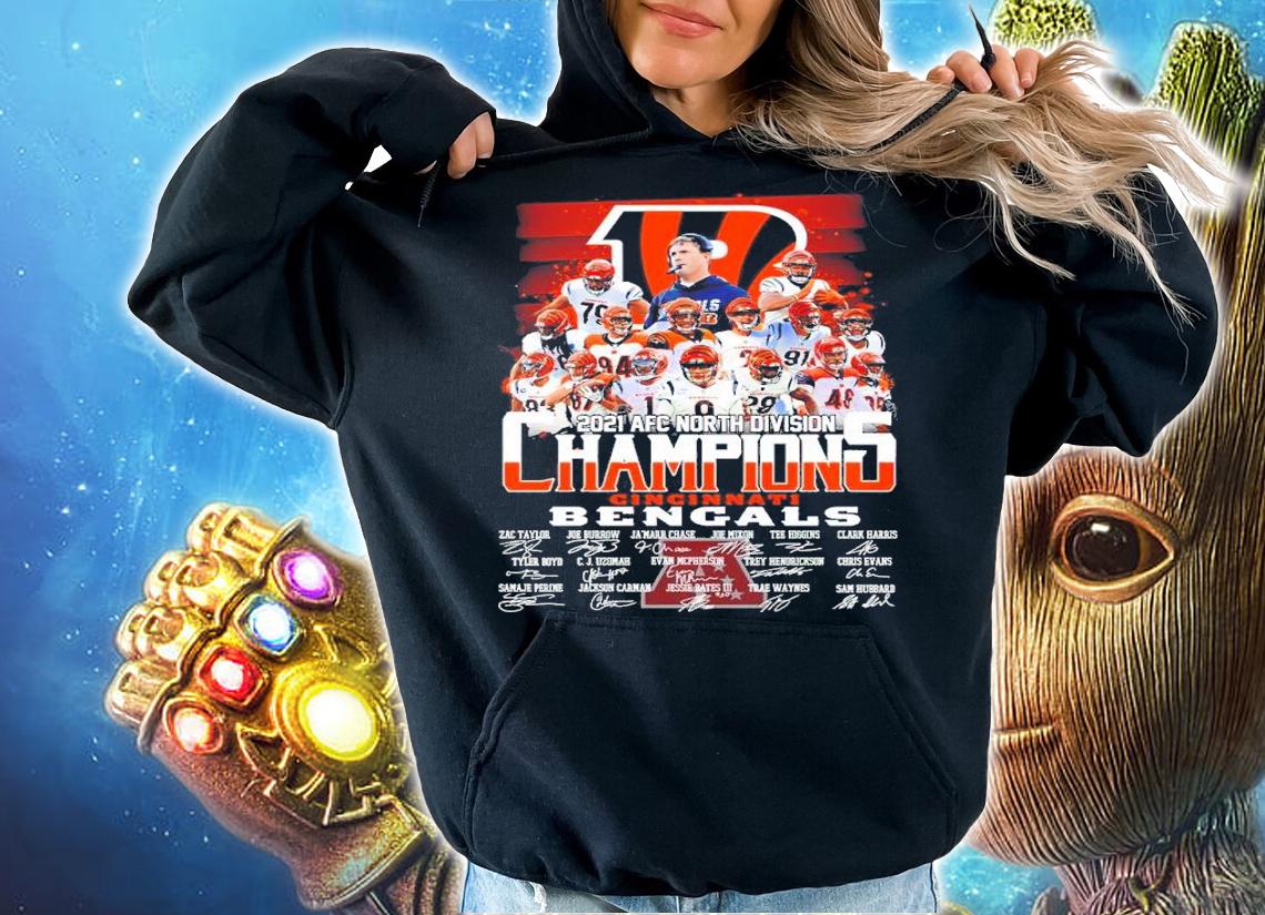 2021 AFC North Division Champions Cincinnati Bengals Signatures Shirt t-shirt hoodie