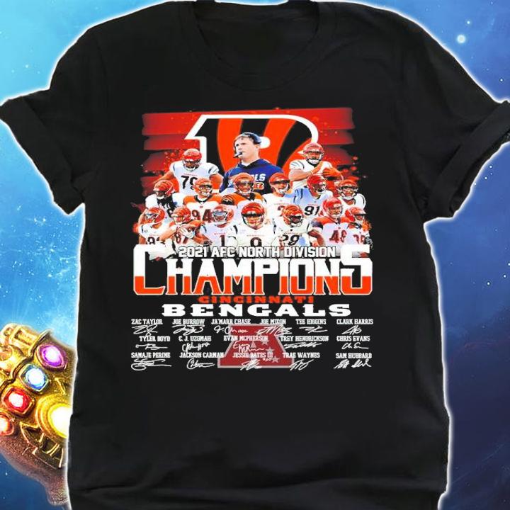 2021 AFC North Division Champions Cincinnati Bengals Signatures Shirt t-shirt shirt