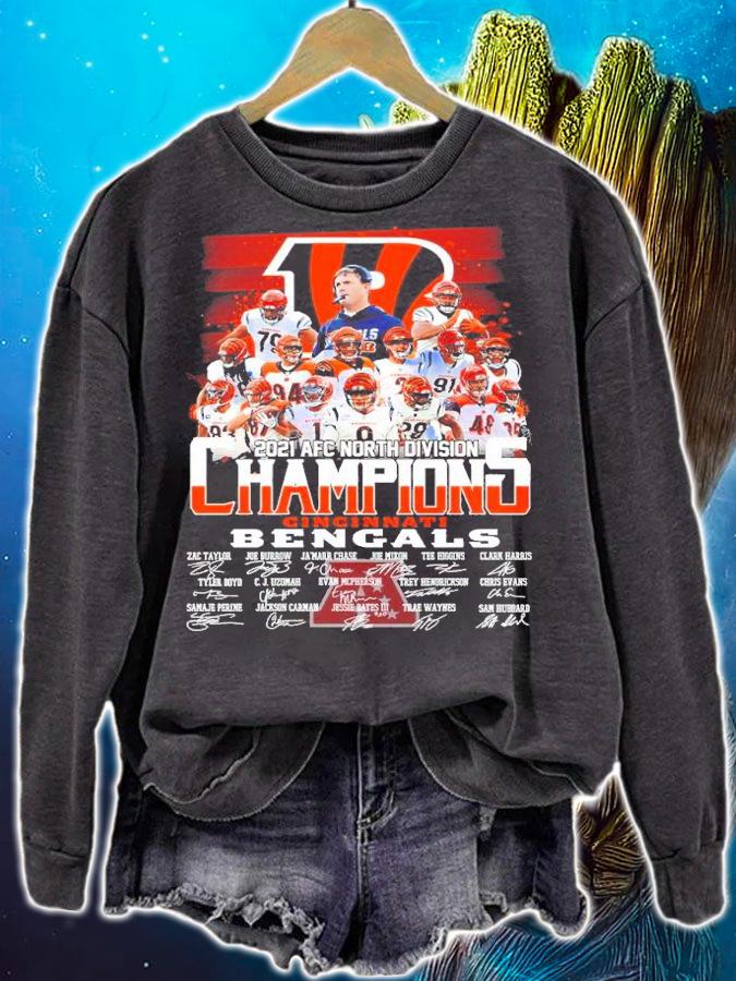 2021 AFC North Division Champions Cincinnati Bengals Signatures Shirt t-shirt sweatshirt