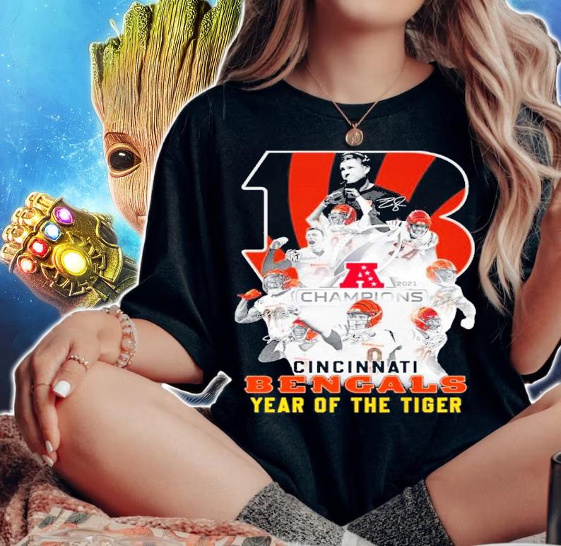 2021 Champions Cincinnati Bengals Year Of The Tiger Signatures Shirt t-shirt woman shirt